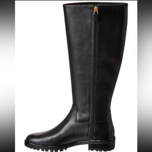 New Stuart Weitzman City Zip Leather Knee-High Boots Black